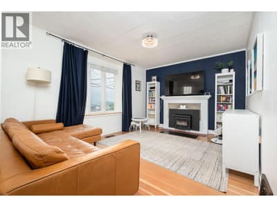Comfortable living room with cozy wood burning insert