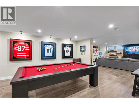 Outstanding games room area at 229 Holloway Drive, Tobiano, Kamloops