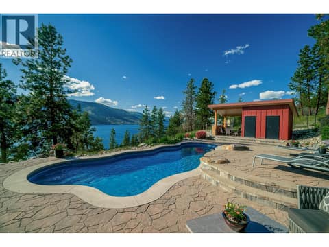 Pool shed with seating area & propane hook up at 2328 Arthur Court, McKinley Landing, Kelowna