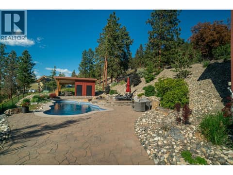 Private backyard w saltwater pool at 2328 Arthur Court, McKinley Landing, Kelowna