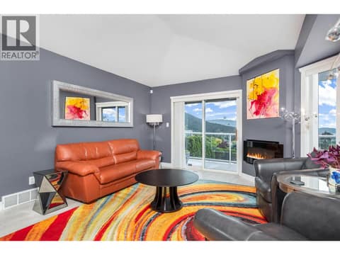 Behind the electric fireplace is the gas connection so a gas f/p can be installed easily if wanted at 6901 Manning Place Unit# 3, Foothills, Vernon