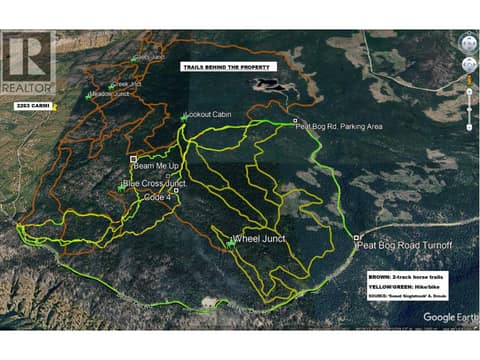 Trails accessible from the property. SOURCE: 'Sweet Singletrack' by Andrew Drouin at 2263 Carmi Road, Penticton Rural