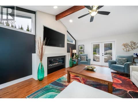 Custom crafted mantle w/new gas fireplace! at 955 Gable Road, Lake Country North West