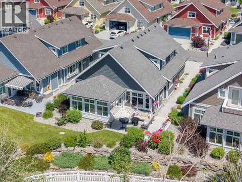 Aerial view back patio & yard at 2450 Radio Tower Road Unit# 38, Oliver Rural