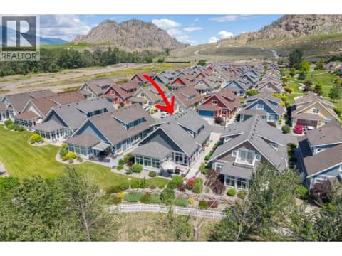 Aerial view backing onto green space at 2450 Radio Tower Road Unit# 38, Oliver Rural