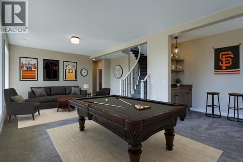 Rec room virtually staged at 1084 Aurora Heights, West Kelowna Estates