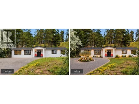 ""After"" Photo is VIRTUALLY Enhanced to show the possible driveway options at 16515 Commonage Road, Lake Country North West