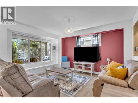 Nice, bright living room with the window looking out onto the front deck. at 1651 Lynrick Road Unit# 128, Black Mountain, Kelowna