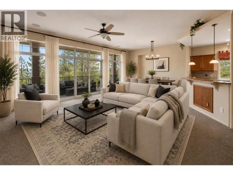Living room *This picture has been virtual staged to show how it might look. The furniture and decorations are not real and are just for illustration. The actual space may look different. at 4520 GALLAGHERS Lookout Unit# 2, South East Kelowna
