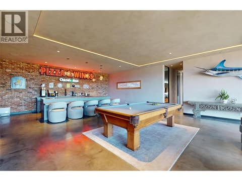 Lower level rec room with wet bar at 4275 Todd Road, South East Kelowna