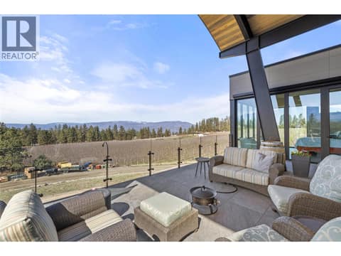 Outdoor living area- balcony off main at 4275 Todd Road, South East Kelowna