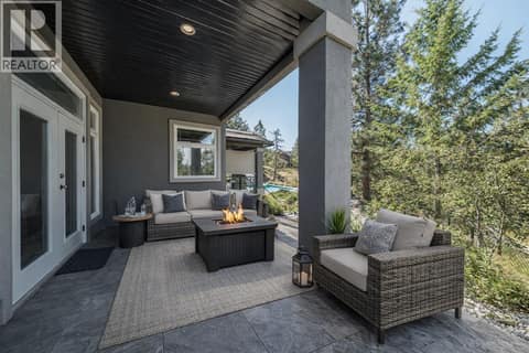 Patio off dining room Ai staged at 2615 Harvard Road, South East Kelowna