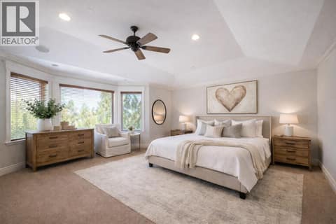 Primary Bedroom Ai staged at 2615 Harvard Road, South East Kelowna
