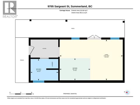 Floor plan of detached non-conforming suite at 9705 SARGEANT Street, Main Town, Summerland
