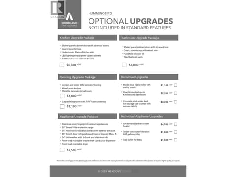 OPTIONAL UPGRADES at 8900 Jim Bailey Road Unit# 188D, Lake Country East / Oyama, Kelowna