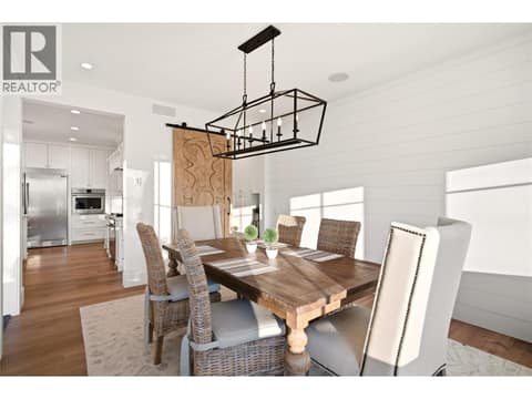 Formal Dining, Carved Barn Doors at 4588 Sallows Road, South East Kelowna