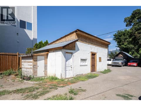View of garage from back lane at 3601 31 Street, City of Vernon