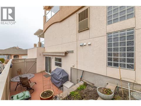 Lower level terrace off kitchen at 9800 TURNER Street Unit# 65, Main Town, Summerland