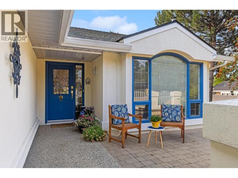 Front door and courtyard. at 4000 Gallaghers Terrace, South East Kelowna