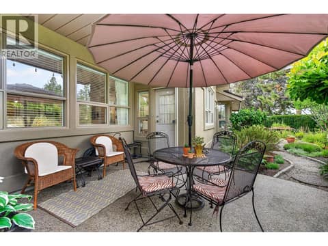Back Patio - direct entry to Kitchen at 3901 Gallaghers Circle, South East Kelowna