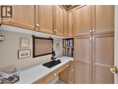 Built in office with plenty of storage and work space at 3901 Gallaghers Circle, South East Kelowna