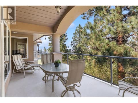 Large private covered deck off dining room and primary bedroom. at 4400 Gallaghers Drive E Unit# 2, South East Kelowna