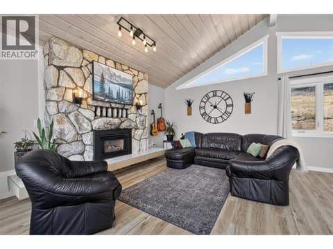 Vaulted ceilings with lots of large windows at 3491 Fenton Road, Glenrosa, West Kelowna
