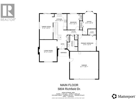 Main floor plan at 5804 Richfield Drive, Westmount, Vernon