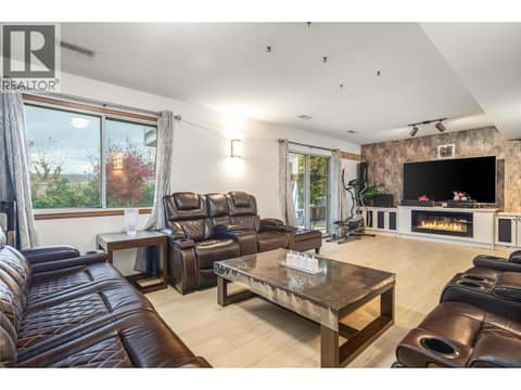 Bottom Floor - Living Room with door leading to Backyard. at 1730 Simpson Court, Rutland South, Kelowna
