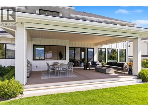 Covered patio for outdoor living and dining at 74 Red Sky Court, Wilden, Kelowna