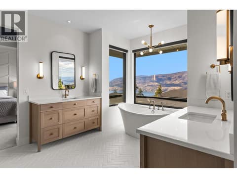 More primary ensuite, looks at the view from the freestanding soaker tub at 74 Red Sky Court, Wilden, Kelowna