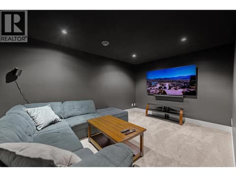 Theatre room downstairs at 980 Ledgeview Court, Upper Mission, Kelowna
