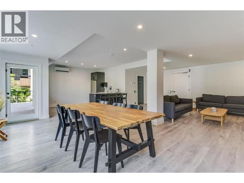 Amenities Room located on the 2nd floor, which features a kitchen, entertainment area, bathroom, and an outdoor patio space at 1220 Pacific Avenue Unit# 507, Springfield/Spall, Kelowna