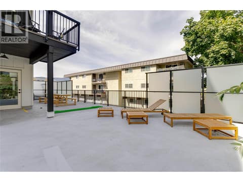 Host a BBQ on the large patio connected to the Amenities Room at 1220 Pacific Avenue Unit# 507, Springfield/Spall, Kelowna