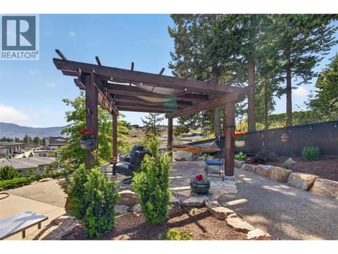 Pergola Patio With Beautiful Views Of Shannon Lake at 2478 Stone Grove Crescent, Shannon Lake, West Kelowna