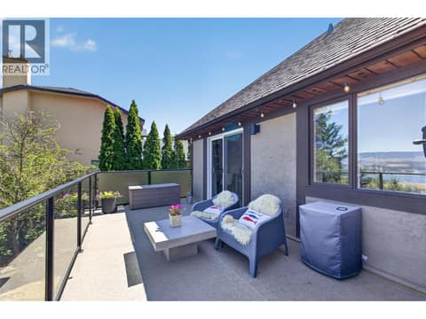Deck off upper level Primary Bedroom at 1863 Horizon Drive, West Kelowna Estates