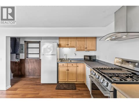 Kitchen with gas stove-Studio suite at 1108 Menu Road, Lakeview Heights, West Kelowna