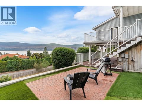 Patio with water lake views at 1108 Menu Road, Lakeview Heights, West Kelowna