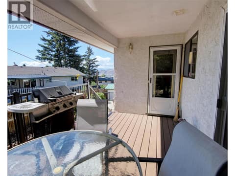 Nice covered deck for morning coffee at 5894 Dedecker West Road, North BX, Vernon