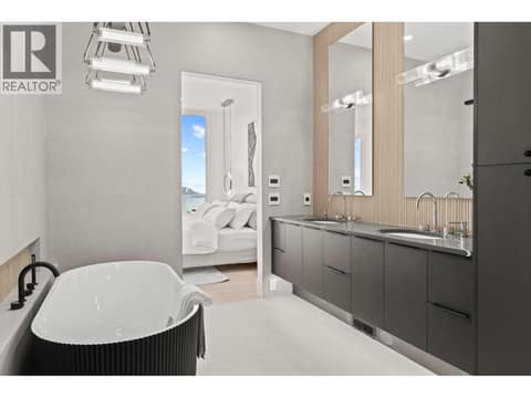 Soaker tub with fluted edges at 5584 Upper Mission Court, Kettle Valley, Kelowna