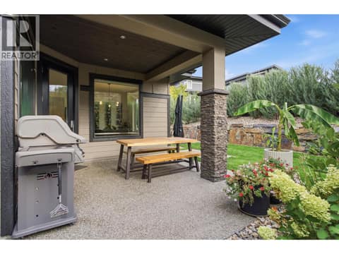 Back patio off main floor living space at 1215 Ponds Avenue, Upper Mission, Kelowna
