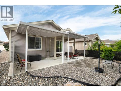 Rear view of your home, covered patio at 2100 55 Avenue Unit# 56, Harwood, Vernon