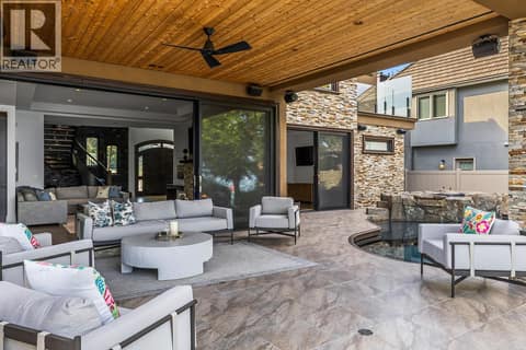 Gorgeous Cedar Soffit adds a touch of warmth at 4165 Gellatly Road, Westbank Centre, West Kelowna