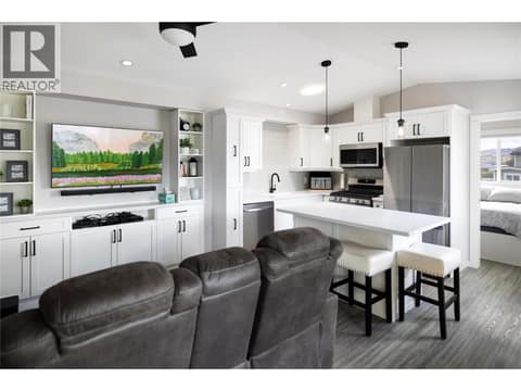 Open concept living room and kitchen at 8000 Highland Road Unit# 48, North BX, Vernon