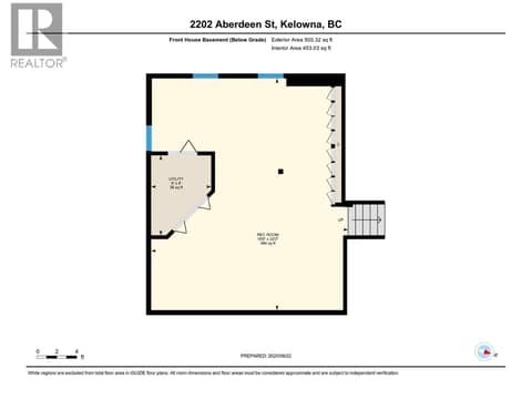 Floor Plan Front House Basement at 2202 Aberdeen Street, Kelowna South