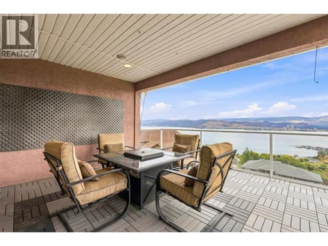Deck #1 | Main Level - Partially covered deck with full lake views! at 1525 Bear Creek Road Unit# 14, West Kelowna Estates