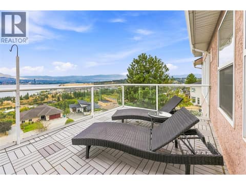 Deck #1 | Main Level - Partially covered deck with full lake views! at 1525 Bear Creek Road Unit# 14, West Kelowna Estates