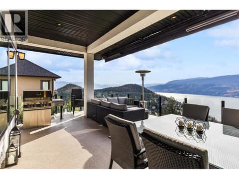 Covered deck with electric awning at 1539 Rocky Point Drive, Wilden, Kelowna