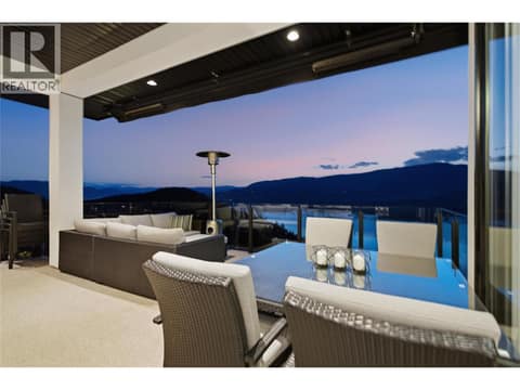 Covered deck with electric awning at 1539 Rocky Point Drive, Wilden, Kelowna