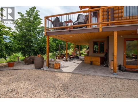 Nice Patio, beautiful cedar soffiting overhead! at 1225 Round Lake Road, Armstrong/ Spall.